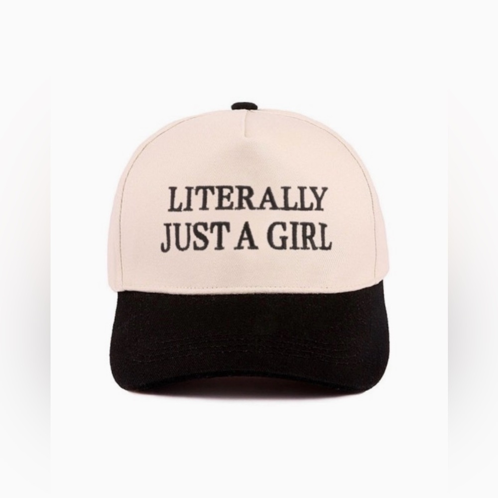 Zenana "Literally Just A Girl" Black and White Baseball Hat